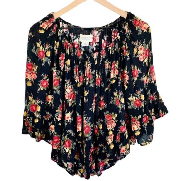 RALPH LAUREN DENIM & SUPPLY Black Red Floral Ruffle Blouse Top – Medium - Picture 5 of 12